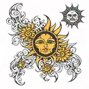 sun, sin, pride tattoo design idea