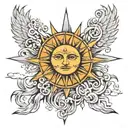 sun, sin, pride tattoo design idea