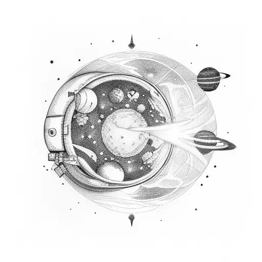astronauta para mujer con planetas  tattoo design idea
