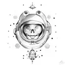 astronauta para mujer con planetas  tattoo design idea