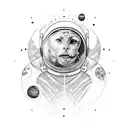 astronauta para mujer con planetas  tattoo design idea