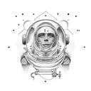 astronauta para mujer con planetas  tattoo design idea