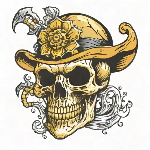 skull gold mine tattoo design idea