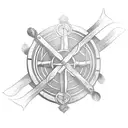 viking ship with shields on side that have the following national flags as shield designs, israel, norway, scotland, ire tattoo design idea