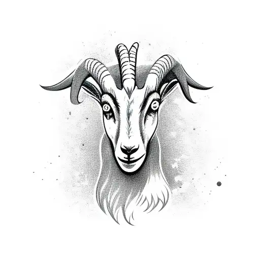 cartoon goat head with mischievous look on his face tattoo design idea