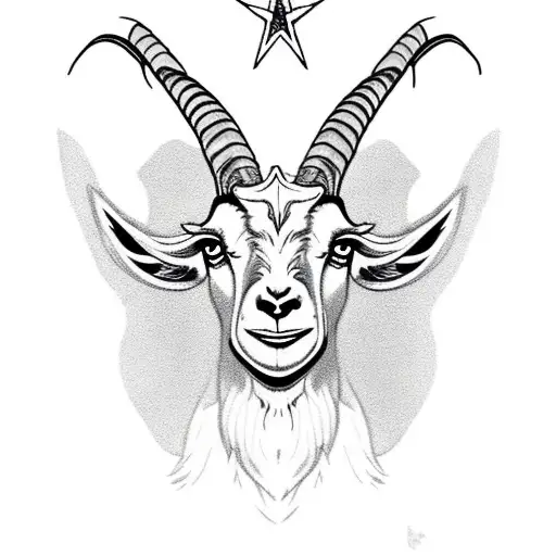 goat head with mischievous look on his face tattoo design idea