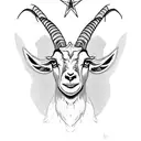 goat head with mischievous look on his face tattoo design idea