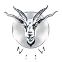 goat head with mischievous look on his face tattoo design idea