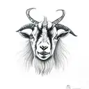 goat head with mischievous look on his face tattoo design idea
