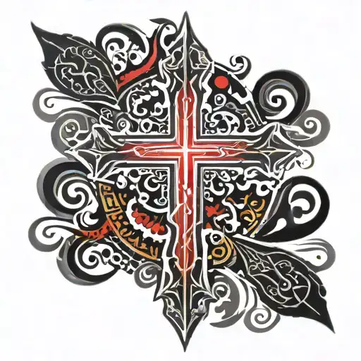 Christian Cross With red lettering Saying Leviticus 17:11 tattoo design idea