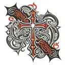 Christian Cross With red lettering Saying Leviticus 17:11 tattoo design idea