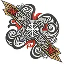 Christian Cross With red lettering Saying Leviticus 17:11 tattoo design idea