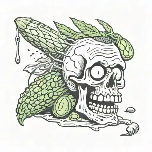 Skull and pickle Rick Sanchez tattoo design idea