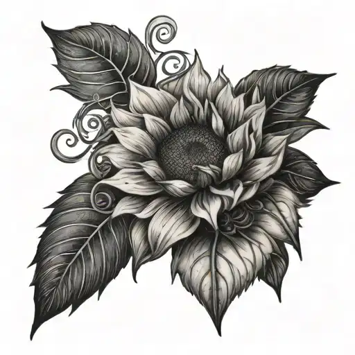 A portrait of the client's mom surrounded by sunflowers and music notes, honoring her memory in a beautiful way tattoo design idea