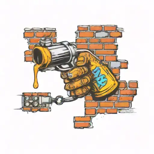 be your own in brick wall with spray can graffiti tattoo design idea