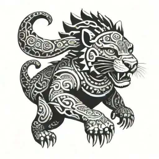 Aztec jaguar warrior tattoo design idea