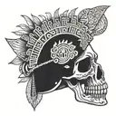 Aztec skull with jaguar hat tattoo design idea