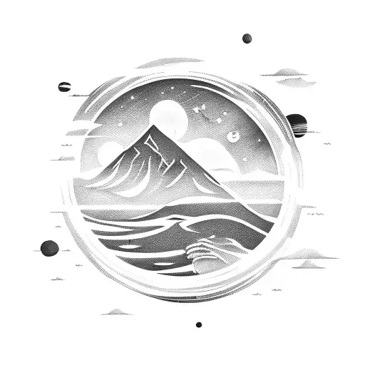 island floating in space tattoo design idea