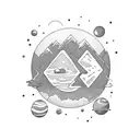 island floating in space tattoo design idea