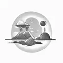 island floating in space tattoo design idea