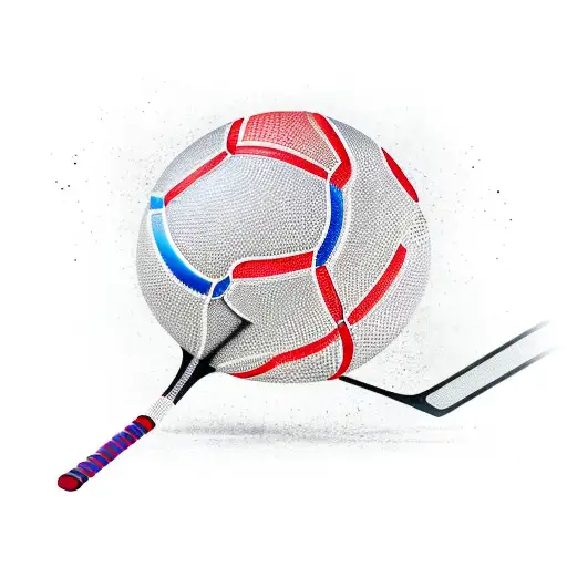 A new-school design of a padel racket and basketball merging together to create a unique symbol tattoo design idea