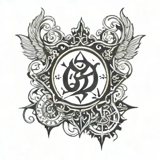 Design a tattoo for me that has the name Ahmed and the number 33 and all the symbols of power in it tattoo design idea
