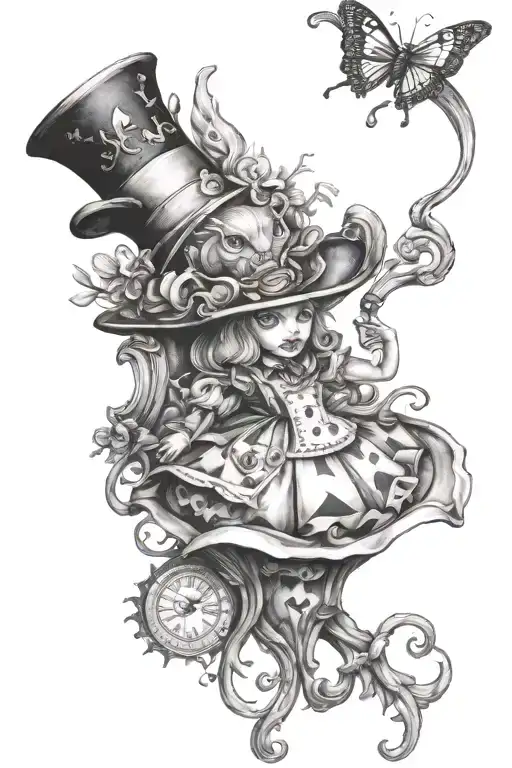 alice in wonderland tattoo design idea