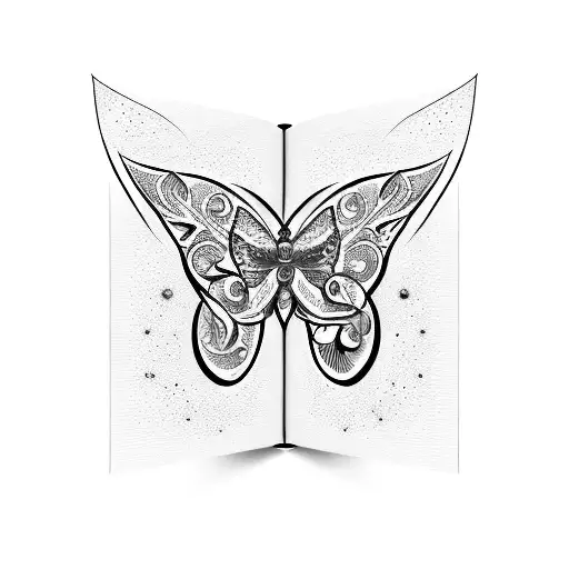 A butterfly emerging from an open book, surrounded by Leo and Taurus constellations tattoo design idea