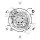 A yin yang symbol made of books, with one side depicting Leo constellation and the other side depicting Taurus constellation tattoo design idea