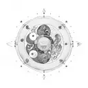 A yin yang symbol made of books, with one side depicting Leo constellation and the other side depicting Taurus constellation tattoo design idea