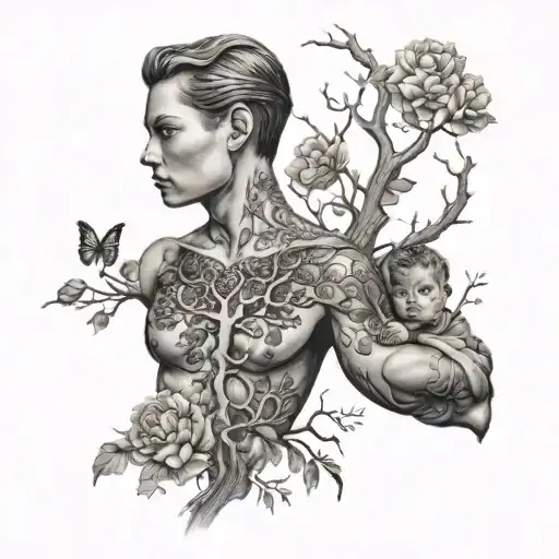 pearl, daughter, family tree, tattoo for man tattoo design idea