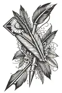 arrow with arrowhead and 3 feathers tattoo design idea