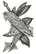 arrow with arrowhead and 3 feathers tattoo design idea