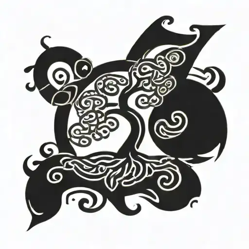 solid black celtic tree with la tene patterns tattoo design idea