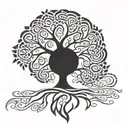 solid black tree with pictish patterns tattoo design idea