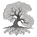 solid black tree with pictish patterns tattoo design idea
