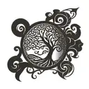 solid black celtic tree with la tene patterns tattoo design idea