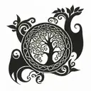 solid black celtic tree with la tene patterns tattoo design idea