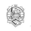 A creative minimalist tattoo design of a theater stage with musical instruments tattoo design idea