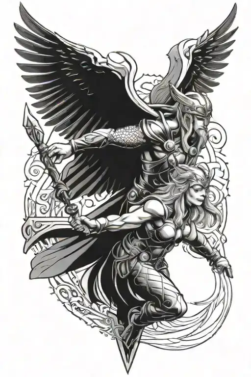 Thor Odin valkyrie tattoo design idea