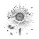 sleeve with camera, bellis flower, cosmos flower, birds, stars, woodlous, Phoenix  tattoo design idea