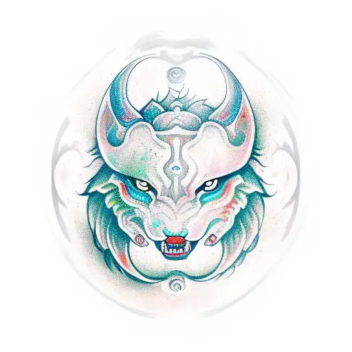 hati y skoll haciendo el ying y yang tattoo design idea