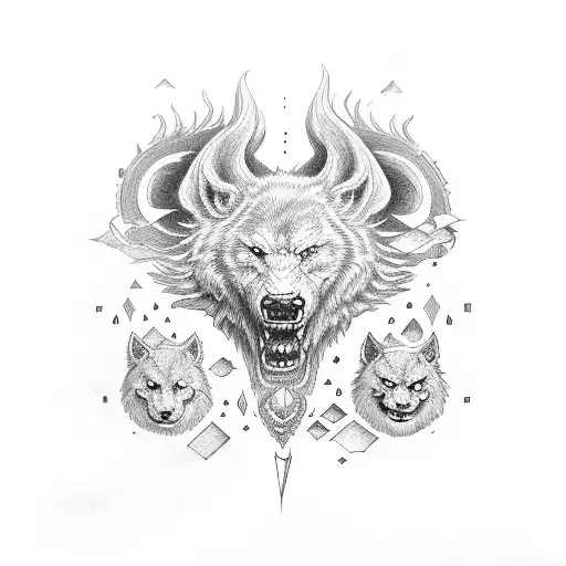 hati y skoll haciendo el ying y yang tattoo design idea