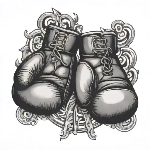 boxing gloves surrounded tattoo design idea