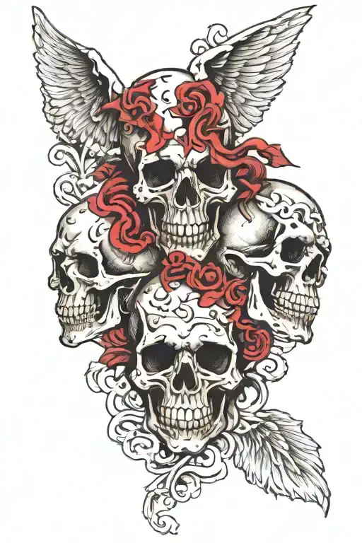 see no evil, hear no evil, speak no evil skulls tattoo design idea