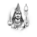 A heartwarming scene of Mahadev and Rudra sharing happiness with people tattoo design idea