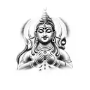 A heartwarming scene of Mahadev and Rudra sharing happiness with people tattoo design idea