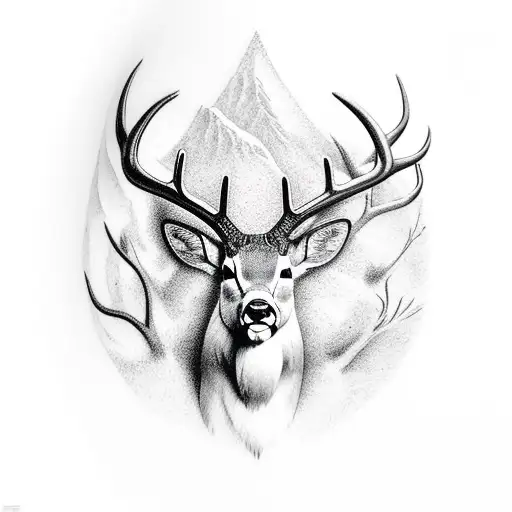 buck on a hill with an egal attacking above tattoo design idea