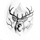 buck on a hill with an egal attacking above tattoo design idea