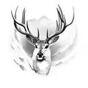 buck on a hill with an egal attacking above tattoo design idea